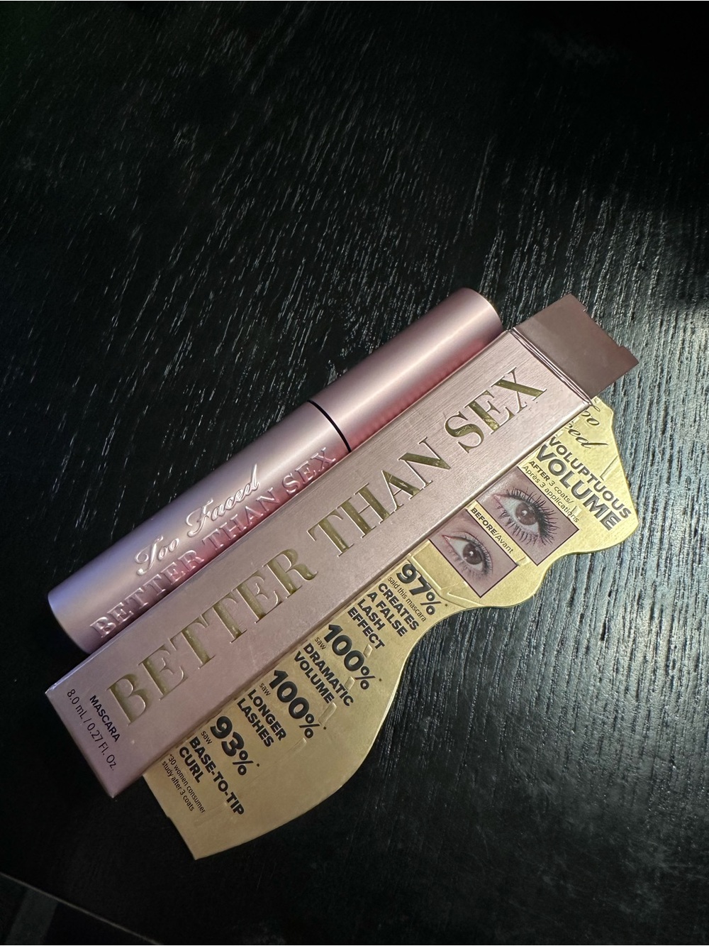 Too Faced Better Than Sex Mascara - Metallic Rose Pink & Gold Packaging
